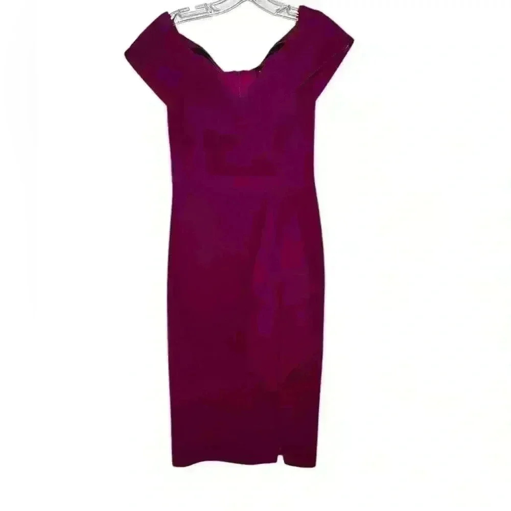 Xscape Waterfall Off The Shoulder Ruffle Formal Dress Purple Sz 4 (D197)